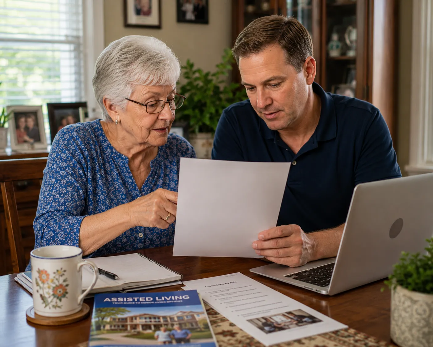 Family reviewing a senior care checklist together